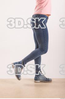 Knee flexing pose blue jeans of Oxana  0006